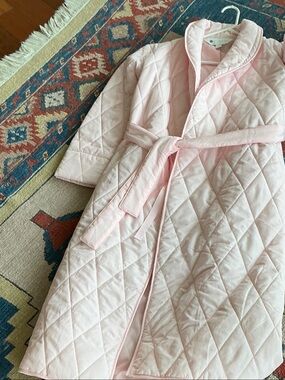 Quilted Shawl-Collar Robe with Tie Belt - Soft Pink